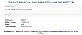 4M0837249 AUDI Front Door Check Rod Q7 #3
