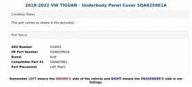 5QA825961A AUDI Underbody Panel Cover Vw Tiguan #3