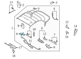8F0871405 AUDI Left Convertible Top Latch Bracket S5 #3