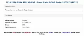 51217446722 BMW Xdrive Front Right Door Brake #3