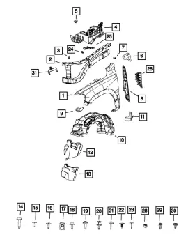 68275908AA MOPAR Wheelhouse Shield Right 1500