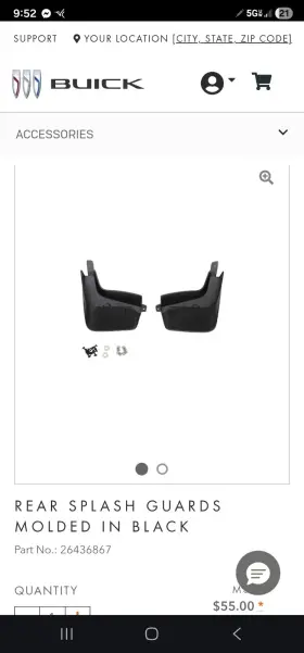 26436867 GM Envision Mud Flaps Splash Guards Buick