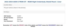 9J1825218 PORSCHE Tron Rear Right Underbody Shield Panel Gt #3
