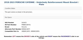 PAB80138701 PORSCHE Underbody Reinforcement Mount Bracket #3
