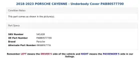 PAB80577700 PORSCHE Underbody Cover Cayenne #3