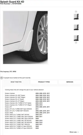 J1010FG000 SUBARU Splash Guard Mud Flaps Rear Impreza #2