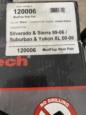 120006 WEATHERTECH Drill Mudflaps Rear Silverado Sierra