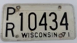 1971 Prorate Wisconsin License Plate Pr 10435 Rare. Fixed Price $50.00.