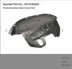 Oem 29110-d2000 Under Cover Panel Front 1p ( Fits : Genesis G90 2017 - 2020 ). Fixed Price $448.08.