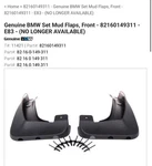 Nos Genuine Oem Bmw Front & Rear Set Splash Guards Mud Flaps 2004-2010 X3 E83. Fixed Price $199.00.