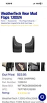 Weathertech No-drill Mudflaps - 120024 Black, Dodge Ram Rear, Open Box, New. Fixed Price $40.00.