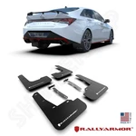 Rally Armor Ur Black Mud Flaps W/ White Logo For 2022-2023 Elantra N & N-line. Fixed Price $171.00.