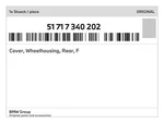Genuine Bmw Cover, Wheelhousing, Rear, F 51-71-7-340-202 New. Fixed Price $113.70.