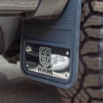 Pair Of Ram Stainless Truck Logo Heavy Duty Mud Flap Splash Guards 12"x 23". Fixed Price $147.95.