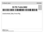Genuine Bmw Undershield, Side, Front Rig 51-75-7-424-882 New. Fixed Price $78.18.