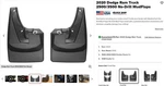 2019-2024 Dodge Ram Truck 2500/3500 No-drill Mudflaps - Front. Fixed Price $65.00.