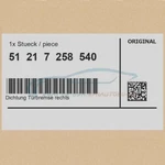 Genuine Bmw 51217258540 - Right Door Brake Gasket 6 Series. Fixed Price $54.80.