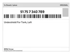 Genuine Bmw Undershield For Tank, Left 51-75-7-340-789 New. Fixed Price $62.56.