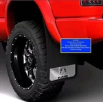 2- 12"x23" Rear Mud Flaps Dodge Ram Head Oem Factory Logo Chrome Splash Guards. Fixed Price $146.95.