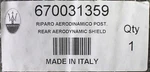 Maserati Aerodynamic Shield, Rear Part Number - 670031359. Fixed Price $54.99.