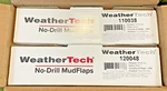 Weathertech No-drill Mudflaps, New/unopened, 2 Front, Rear, #110038/120048. Fixed Price $135.00.